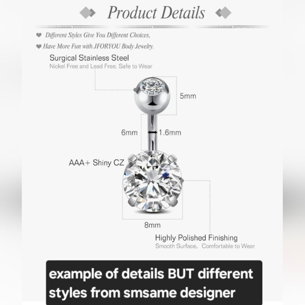Elegant Silver Tone Crystal Belly Button Rings Navel Stainless Steel Women Jewel - Picture 11 of 16